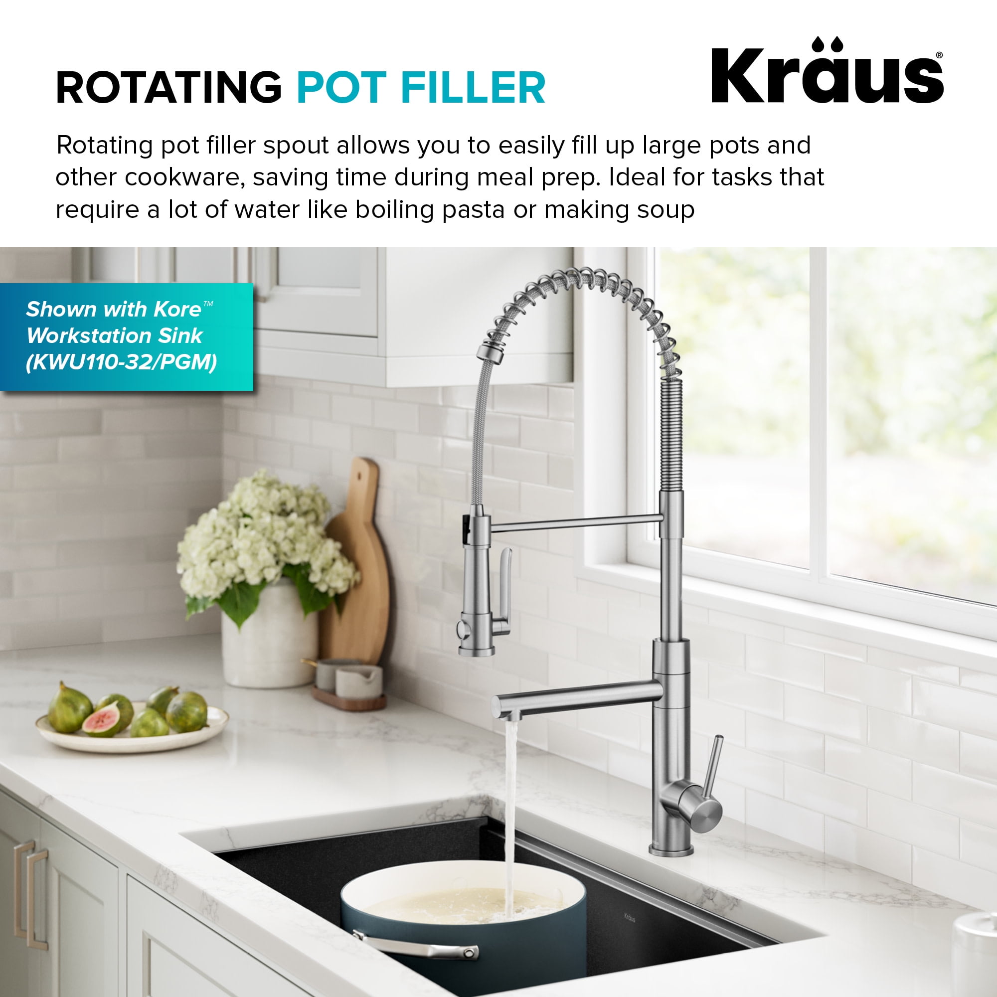 Kraus KPF-1605BB Artec Pro 1.8 GPM Single Hole Pre-Rinse Pull Down Kitchen Faucet - Spot