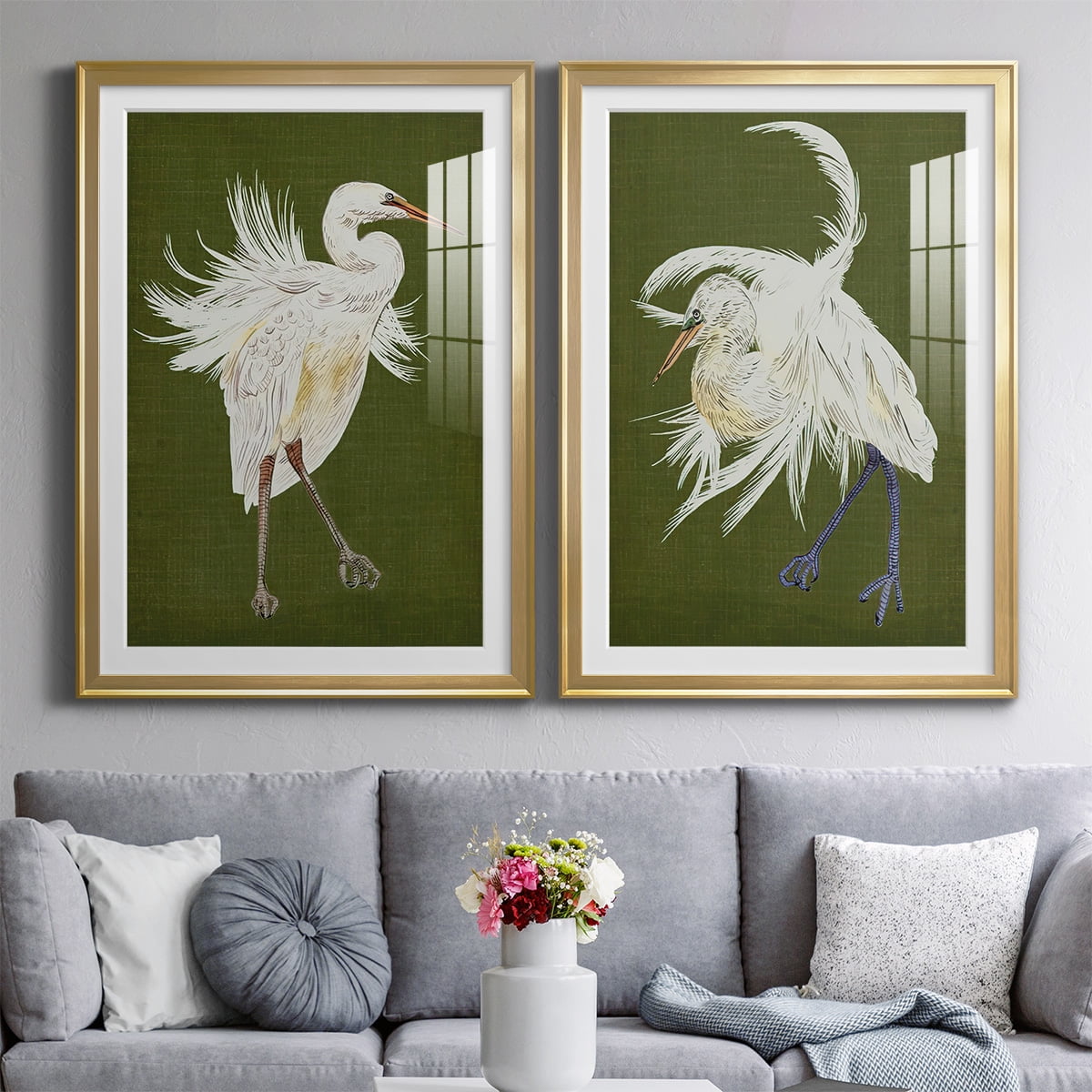Wexford Home Heron Plumage I Premium Framed Print, 26.5" x 36.5" - Ready to Hang, Gold (Set of 2)