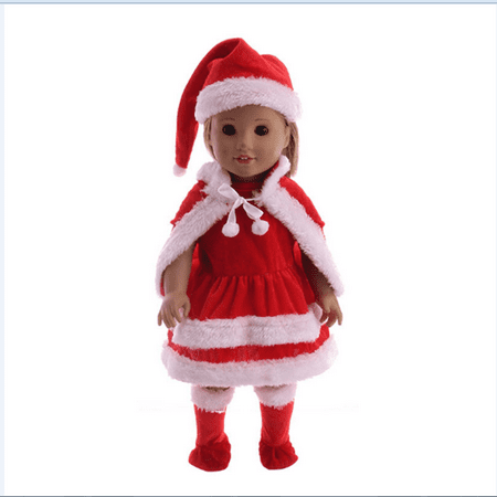 

Ma&Baby Doll Clothes Outfits Knitted Christmas Elements Print Dress Hat Doll Accessories