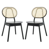SAFAVIEH Couture Kristianna Natural Wood Solid Dining Side Chair, Black/Natural (Set of 2)