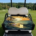 thumbnail image 3 of COEQINE Fold-and-Carry Golf Cart Seat Cover, Bag-Style Handle for Easy Carry, Universal Fit 51.2"x30.3", Quilted Padding, 4 Pockets, Fits for EZGO Yamaha Club Car, Beach Palm Tree Sunset, 3 of 8
