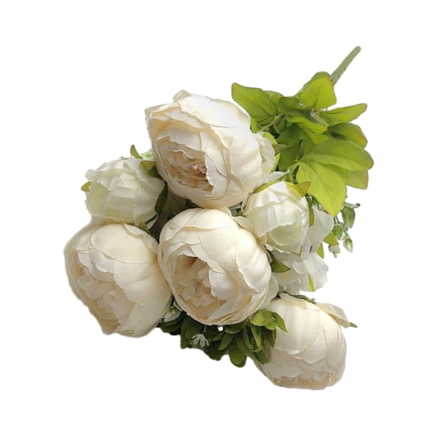 Monstrate Ramo de flores falsas versátil de bajo mantenimiento y elegante flor artificial para interiores o exteriores Flores artificiales beige