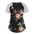 thumbnail image 2 of Gibobby Blusa de Trabajo de Manga Corta Tops talla grande para mujer, túnica estampada verano, Tops primavera, camisas manga corta con cuello redondo, blus(Negro,M), 2 of 3