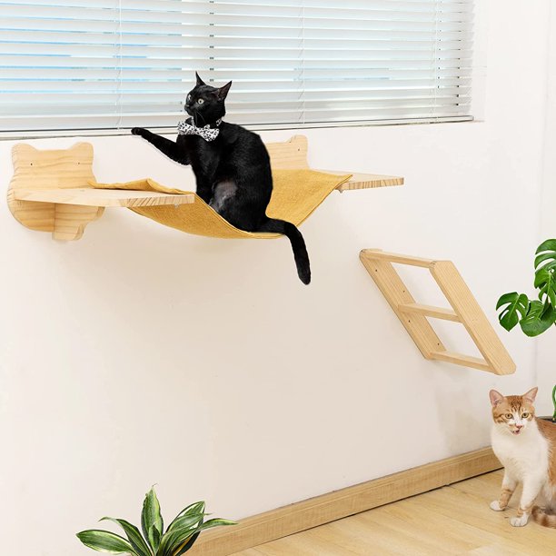 Cat Windows Perch Hammock for Indoor Cats Wall Shelf Solid Wood Wall