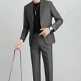 thumbnail image 2 of Blazer ajustado coreano de alta calidad 2024, traje completo para hombre, tendencias de colores sólidos, conjunto de traje de 2 piezas, disfraces de hombre, moda casual, 2 of 5