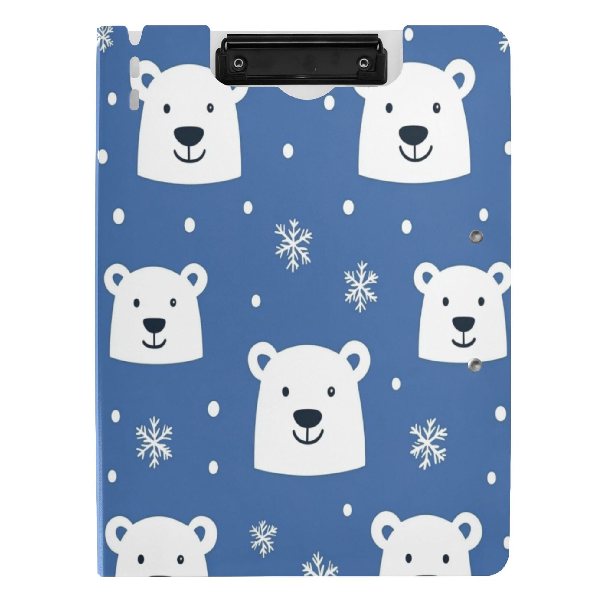 FORMRS A4 Clipboard Folder with Pen Holder Horizontal Foldable School Office Binder, White Polar Bear