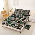 thumbnail image 2 of Feelyou Green Camo Ocean Animal Bed Sheets for Men Women, Shark Dolphin Seal King Sheets, Green Grey, 4 Pieces, 2 of 5