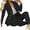 Black, variant on 2 Pcs/Set Lady Business Suit Turn-down Collar Solid Color High Waist Single-breasted Ankle-banded Pants suit for Work