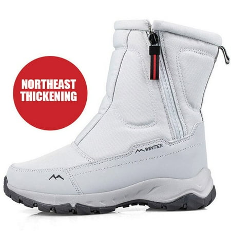 

Winter Mens Hiking Boots Couple Snow Boots Plus Velvet Warm Side Zipper Outdoor Casual Short Boots Resistance Men Cotton Shoes