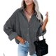 thumbnail image 1 of Camisa Para Mujer Casual Manga Larga Camisa De Pana Color SóLido BotóN Abajo Abrigo Con Bolsillos XBTCLXEBCO L;Gris, 1 of 2
