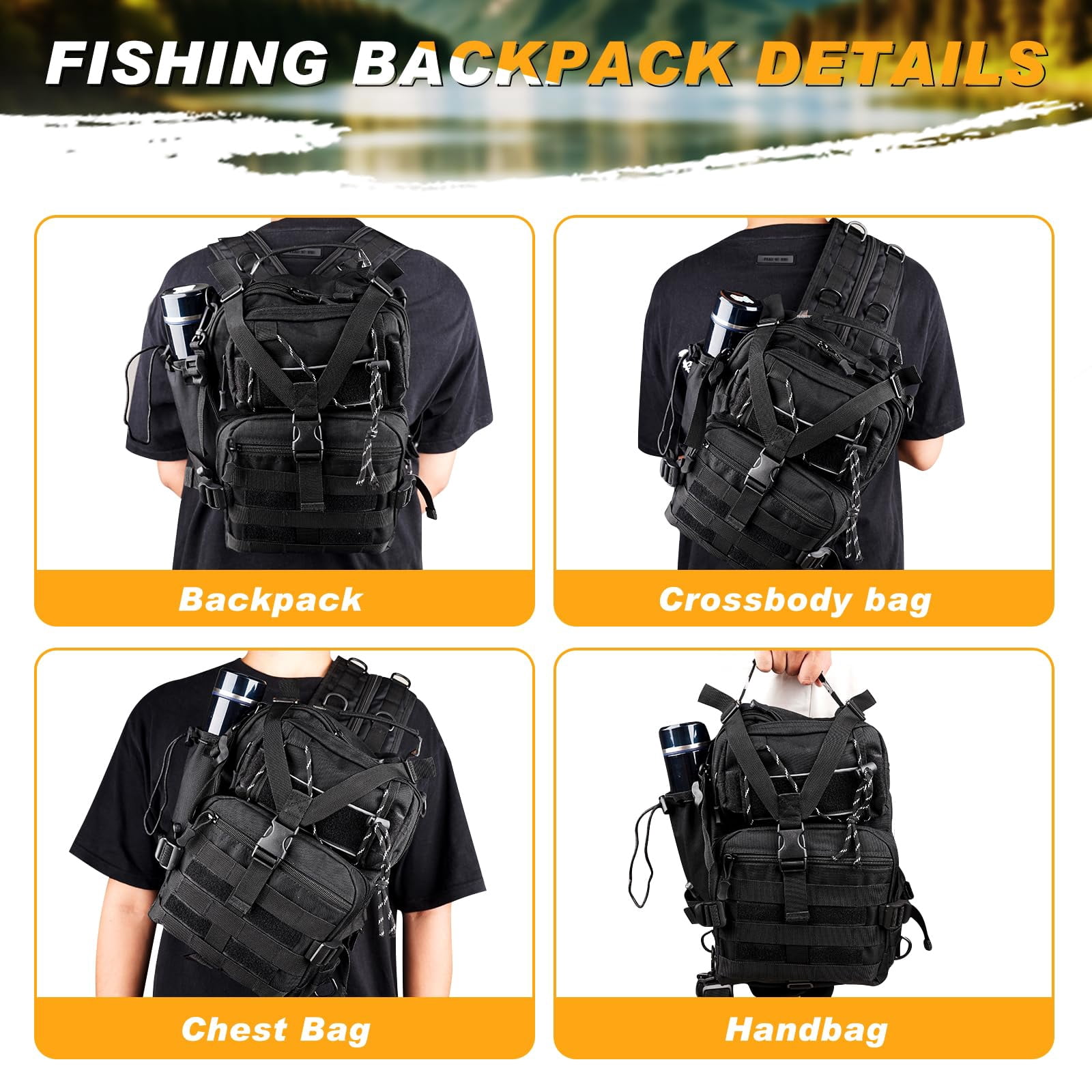 139pcs Tackle Box Backpack Fishing With Accessories Bag Tool Kit Fish Pliers Salt Water Set For Men Women Gifts (black)