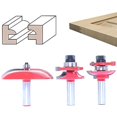 thumbnail image 1 of HAHDAXIA 1/2-Inch Shank Router Bit Set, 3PCS Raised Panel Ogee Cabinet Door Making Router Bits, Round Over Rail and Stile Router Bits, Cemented Carbide Router Bits, for Woodworking, Door&Wind, 1 of 7