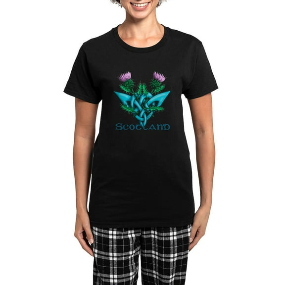 CafePress - Thistles Scotland Women's Dark Pajamas - Women's Short Sleeve Print T-Shirt and Pants Dark Cotton Pajama Set