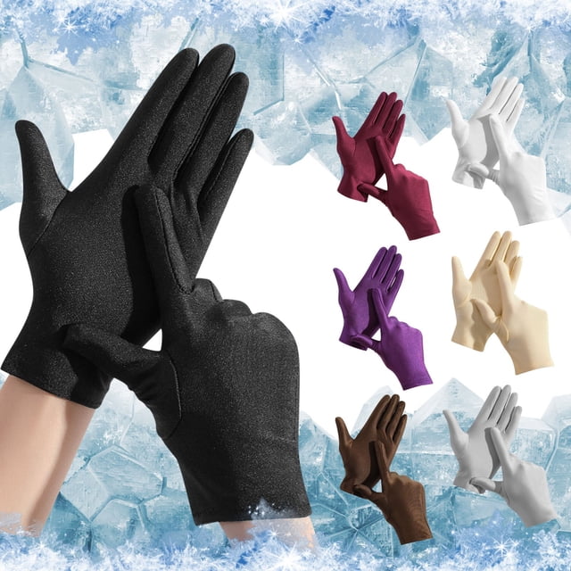 felworsd Unisex Ice Sensation Sunscreen Gloves Ice Silk Outdoor Fishing Riding Gloves Red, One Size