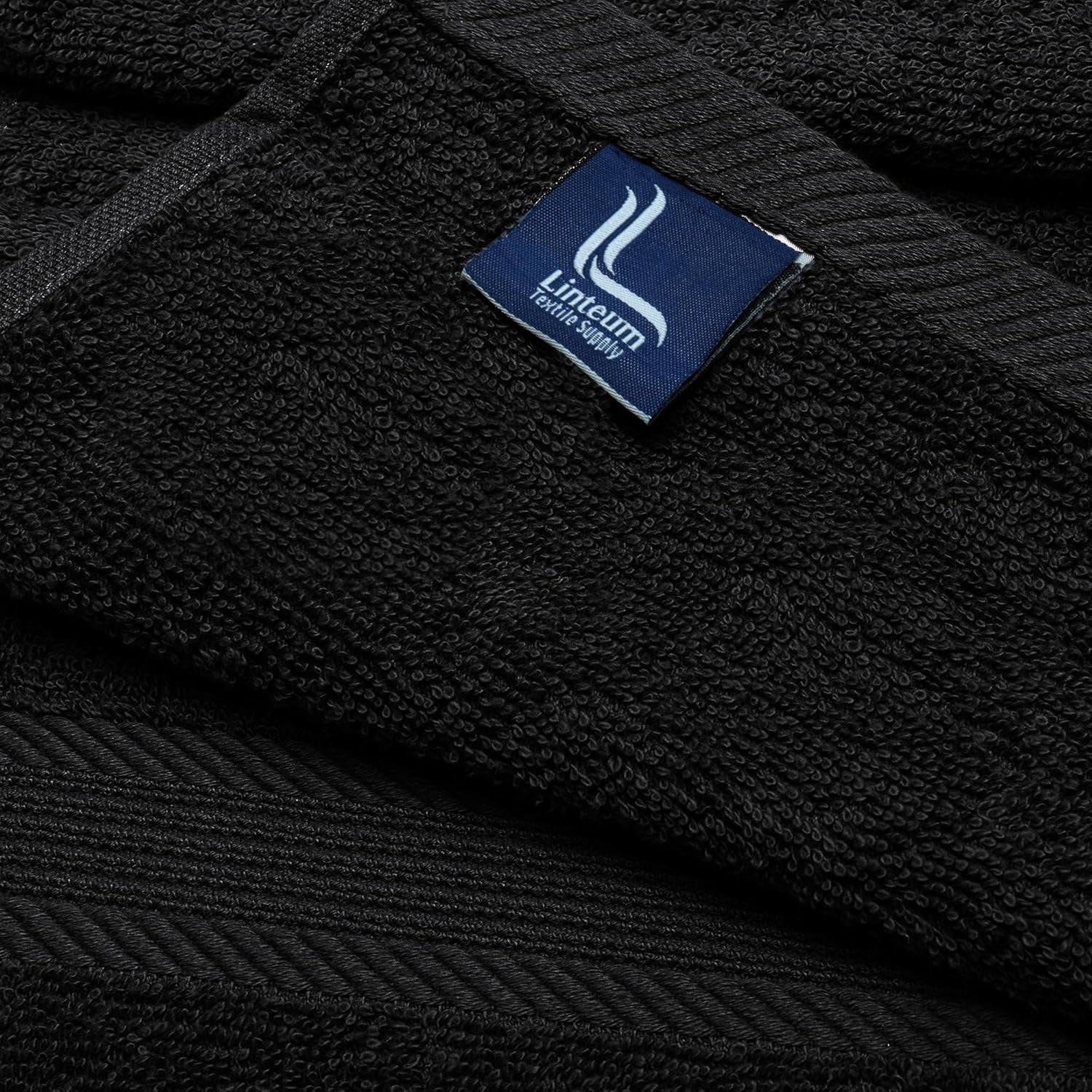 Linteum Textile 100% Cotton Bleach Proof Hand Towels 16x27 Inches [Pack of 12] Black