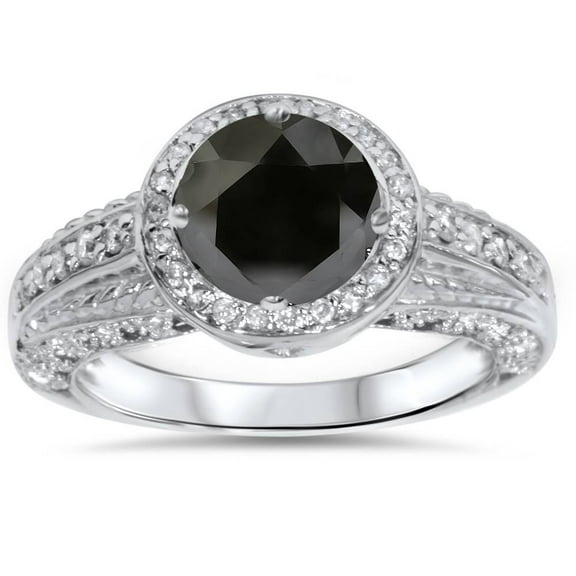 Pompeii 1 1/4ct Black & White Diamond White Gold Engagement Ring (H,I2)