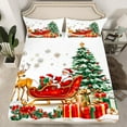 thumbnail image 2 of jejeloiu Cartoon Santa Claus Twin Sheet Sets,Merry Christmas Tree Twin Fitted Sheet,Xmas Gifts Flat Sheet For Girls Boys,Ultra Soft Home Decor,3 Pieces, 2 of 7