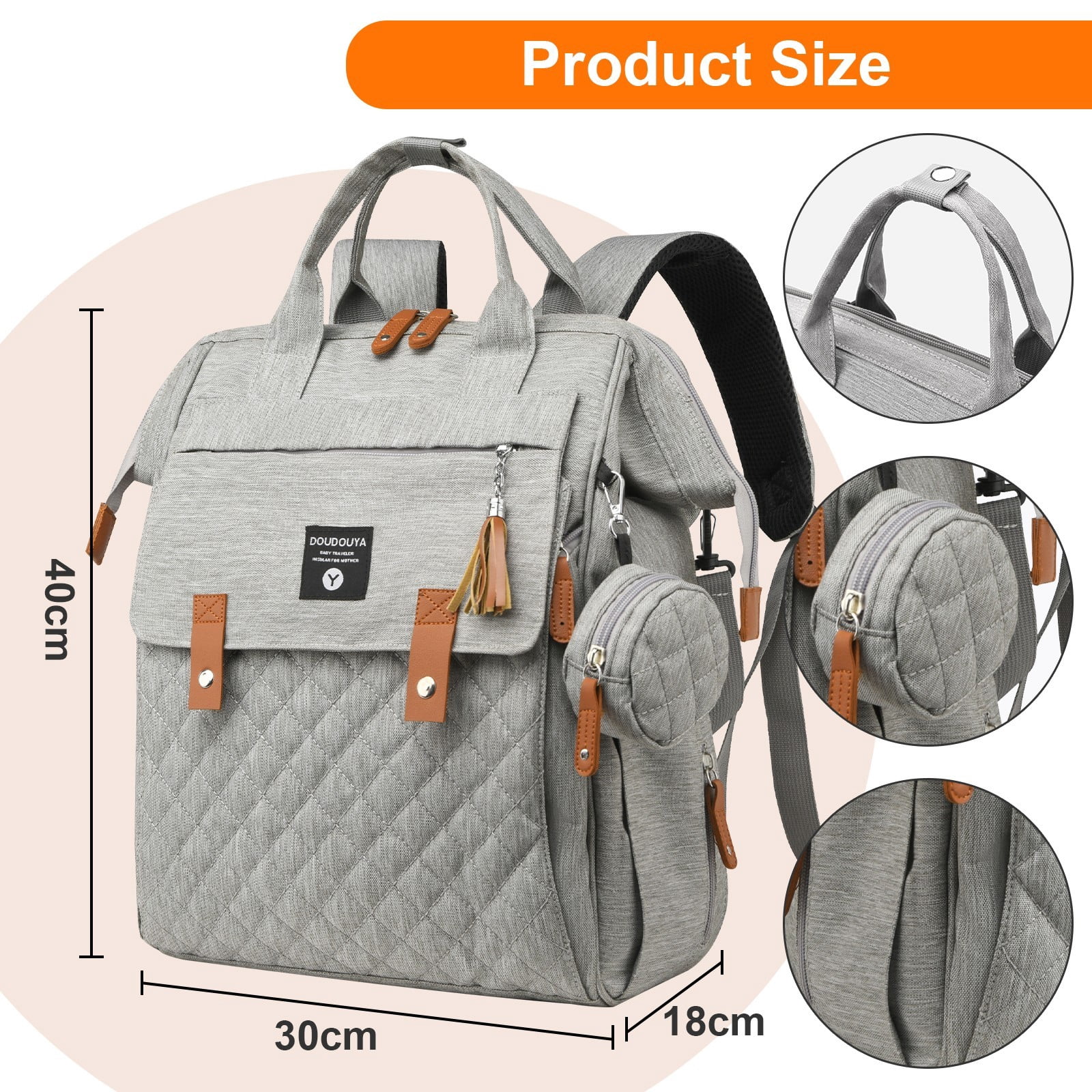 TOPCHANCES Diaper Bag Backpack, Multifunctional Baby Bag with Changing Station, 45L Large Capacity Baby Diaper Bags for Outdoor Travel (Gray)