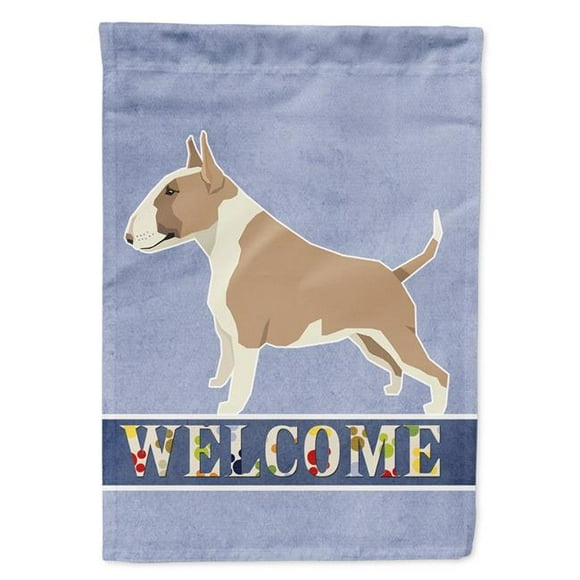 Carolines Treasures CK3587GF Fawn & White Bull Terrier Welcome Garden Size Flag