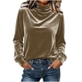 thumbnail image 6 of Tqcoqu Women's Mock Turtleneck Velvet Top,Long Sleeve 2026 Fall Velour Shirts,Trendy Loose Dressy Casual Blouse Daily Wear, 6 of 8
