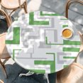 thumbnail image 4 of Modern Geometric Green Round Tablecloth 36-44 Inch Round Fitted Table Cloth with Elastic Edge, Abstract Minimalist Artwork Lines Waterproof Table Cover Protector for Outdoor Picnic Party Dining, 4 of 9