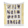 thumbnail image 1 of Ostrich Soft Flannel Fleece Throw Blanket, Animals List Zebra Toucan Peacock Warthog Monkeys Jackal, Cozy Plush for Indoor and Outdoor Use, 50" x 70", Earth Yellow Eggplant, by Ambesonne, 1 of 6