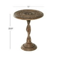 thumbnail image 3 of DecMode 18" x 22" Brown Mango Wood Handmade Intricately Carved Floral Accent Table with Spiral Leg and Elevated Base, 1-Piece, 3 of 7