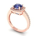 thumbnail image 2 of 1.335 ct Round Cut Simulated Tanzanite Solitaire with Accents Engagement Ring for Women in 18K Rose Gold, 2 of 5