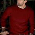 thumbnail image 2 of Entyinea Men's Crewneck Sweater Soft Casual Sweaters for Men Classic Pullover Sweaters with Ribbing Edge,Red 3XL, 2 of 5