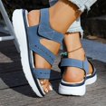 thumbnail image 6 of Wensltd Summer Flat Sandals for Women Wide Width Solid Color Round Toe Open Toe Spring Summer Outdoor Soft Sol Walking Sandals Blue, 6 of 9