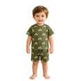 thumbnail image 3 of Gyexs Boys Cotton Shorts Set 2 Piece Summer Clothes Toddler Motorcycle Prints Cute Outfits Army Green, 13-14 Years, 3 of 4