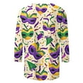 thumbnail image 4 of Nmnitkp Spring 2026 Womens Tops Fashion 3/4 Sleeve Tops for Women Mardi Gras Mask Print Loose Crew Neck Women's T-Shirts, Casual Carnival Spring Wear Women's Tops, Tees & Blouses Beige,S, 4 of 6