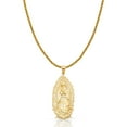 thumbnail image 1 of 14K Yellow Solid Gold Our Lady of Guadalupe Charm Pendant with 1.4mm Round Wheat Chain Necklace - 22", 1 of 4