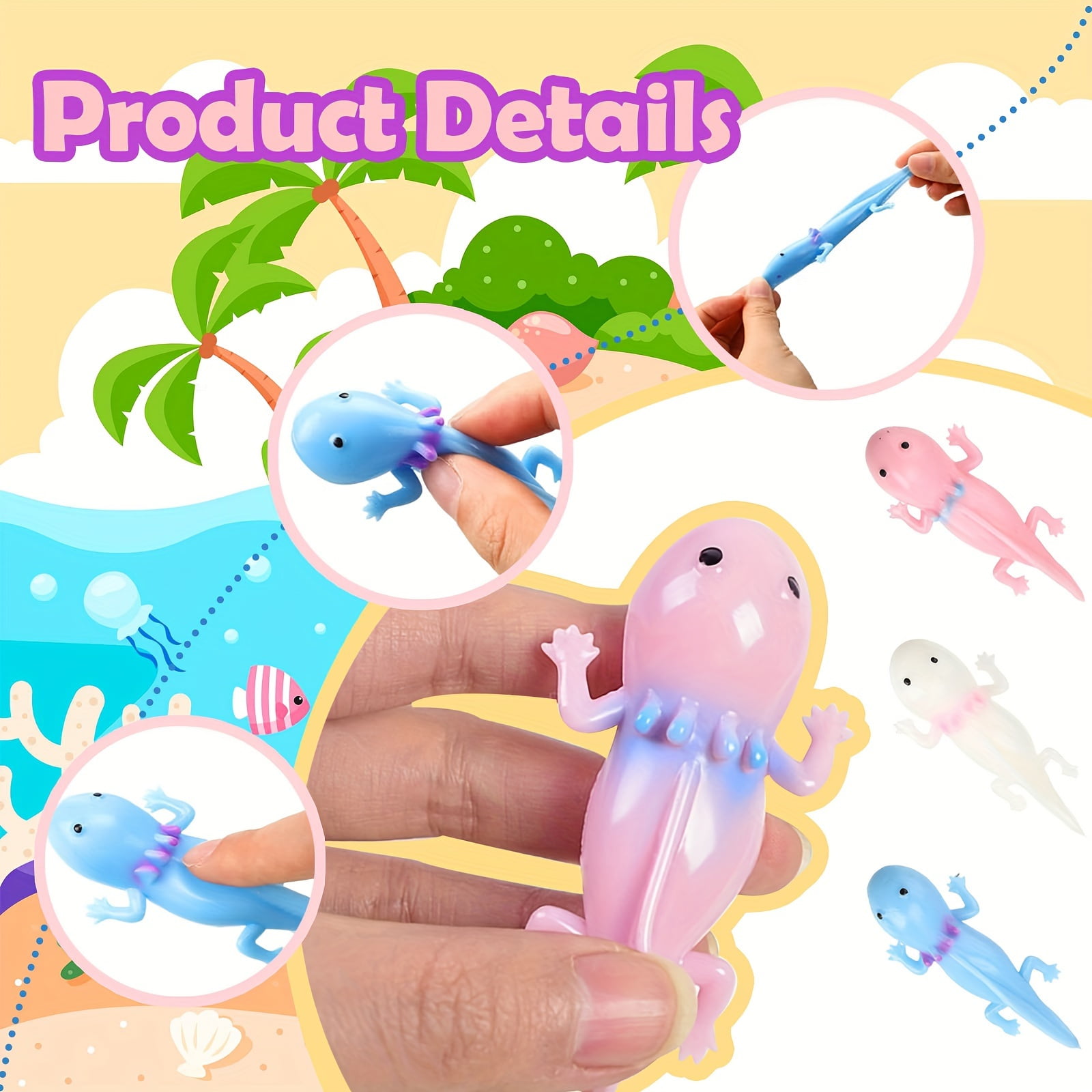 SDOTXA 24pcs 24-Piece Axolotl Finger Toys  Sticky Rubber Dino Flying Catapults  Fidget Toys for Parties  Gifts  Goodie Bags  Halloween & Christmas