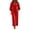 Red, variant on SAWOBUUN Womens V Neck Long Puff Sleeve Button-Front Maxi Dress Loose Fit Casual Dress with Side Pockets