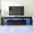 thumbnail image 5 of ChVans LED TV Stand for 55/65" TV, Living Room Entertainment Center w/RGB LED Lights & Storage Drawers Furniture, Black High Gloss TV Cabinet Console Table-51.2", 5 of 8