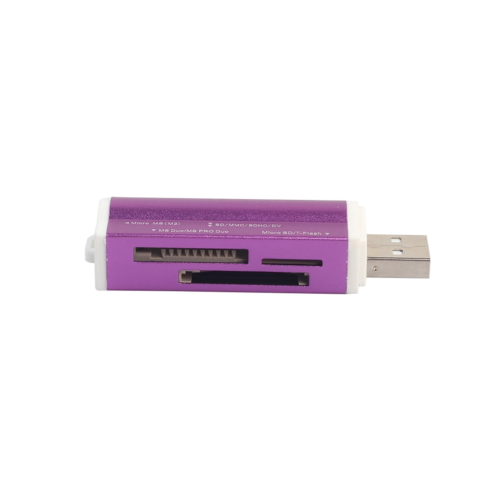 PURPLE MICRO-SD SD TF SDHC M2 MMC USB 2.0 All in One Memory Card Reader For 