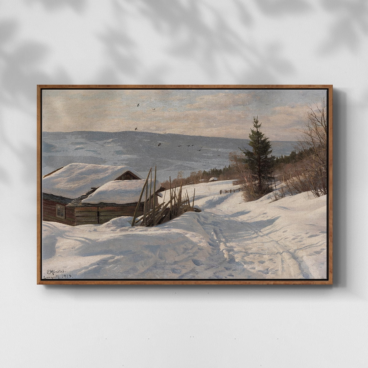Vintage Landscape-CCCLXXXIII By Wexford Home Framed in Walnut Wood Gallery Wrapped Canvas 17 in. x 25 in.