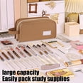thumbnail image 5 of Hyknon Large Capacity Pencil Case Pen Pouch, Multi-layered Pencil Holder with Handle, Solid‑Color Storage Bag with Zipper, Durable Pen Pouch for Adult, Portable Storage Bag for Office College, Coffee, 5 of 6