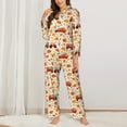 thumbnail image 2 of Pajama Sets for Women 2 Pcs, Pumpkins On Red Car And Tractor Button Down Long Sleeve Sleepwear Lounge PJ Sets, 2 of 6