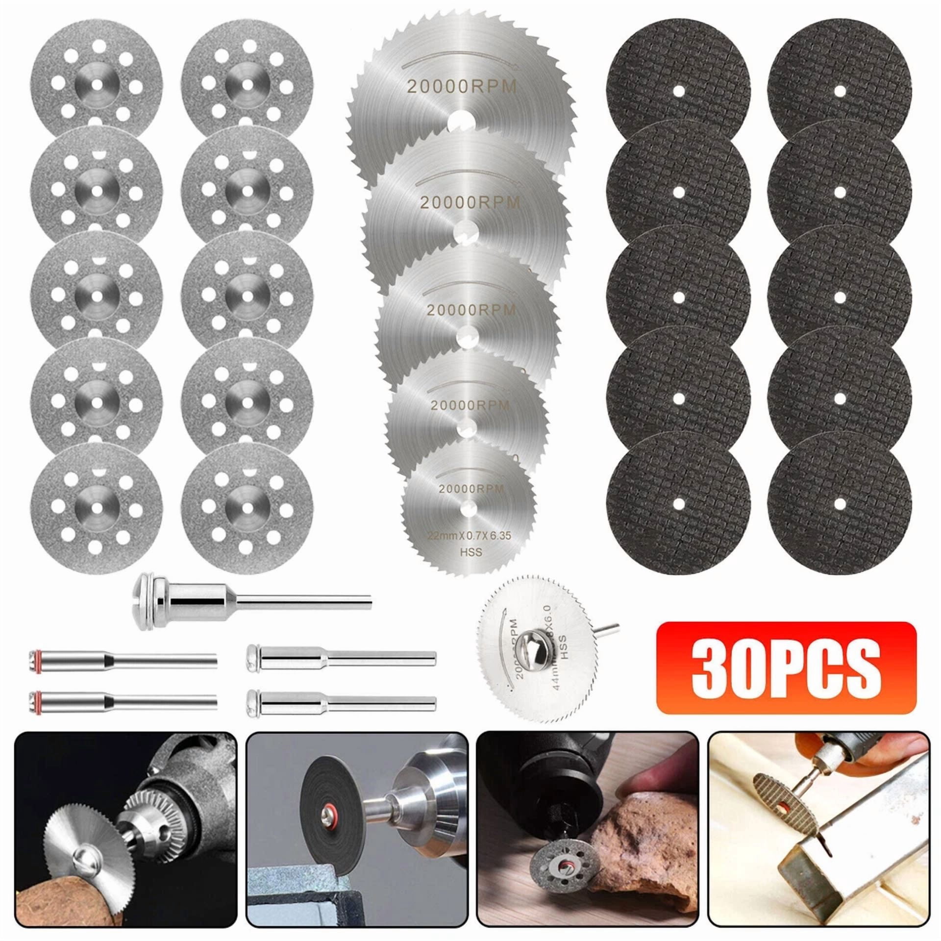 30Pcs Cutting Wheel Set Drill W/ 1/8" Mandrel For Dremel Rotary Tool Accessories