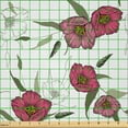 thumbnail image 2 of Ambesonne Floral Fabric by the Yard Microfiber, Botany Themed Pink Poppy, 10 Yards, Dried Rose Army Green, 2 of 2