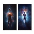 thumbnail image 2 of Designart "Ethereal Awakening Glowing Body and Light VI" Robot Framed Wall Art Set Of 2 - Modern Blue Gallery Wall Frame Set For Home Decor, 2 of 6