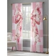 thumbnail image 5 of Pink Floral Print Semi Sheer Curtains 108 Inch Length 2 Panels Set, Checkered Bow Rose Flower Gingham Sheer Kitchen Curtain Privacy Voile Window Curtain for Living Room Bedroom Rod Pocket Drapes, 5 of 7