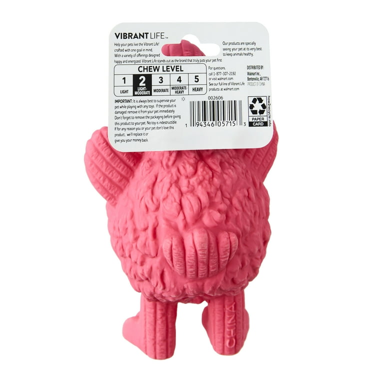 Vibrant Life Playful Buddy Flamingo Latex Dog Toy Squeaks Light