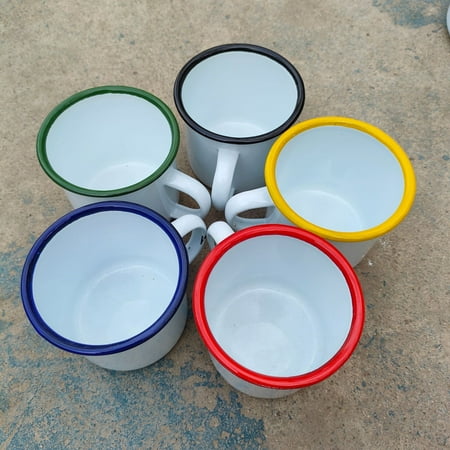 

FRCOLOR Enamel Mug Enamel Coffee Mug Vintage Enamel Tea Water Cup Beverage Cup with Handle