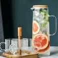 thumbnail image 2 of Jarra de Agua de Vidrio de 1,7 L con Asa, Tapa de Bambú, Resistente Al , Hervidor de Agua FríA y Caliente, Capacidad para Té, Jarra de Jugo de Agua, 2 of 5
