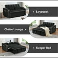 thumbnail image 6 of Muumblus Pull Out Sofa Bed, 3-in-1 Convertible Loveseat Sleeper Sofas with USB/Type C, Modern 2 Seater Velvet Couch for Living Room, Apartment, Black, 6 of 11