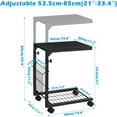 thumbnail image 2 of Small Sofa Table Adjustable Height C-Shaped Side Table with Wheels and Storage Basket, 2 of 5