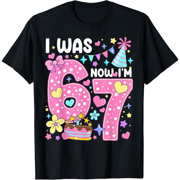 7 Year Old Birthday I was 6 Now I'm 7 67 Meme T-Shirt, T-Shirt for Kids Youth, 180gsm, 100% Cotton